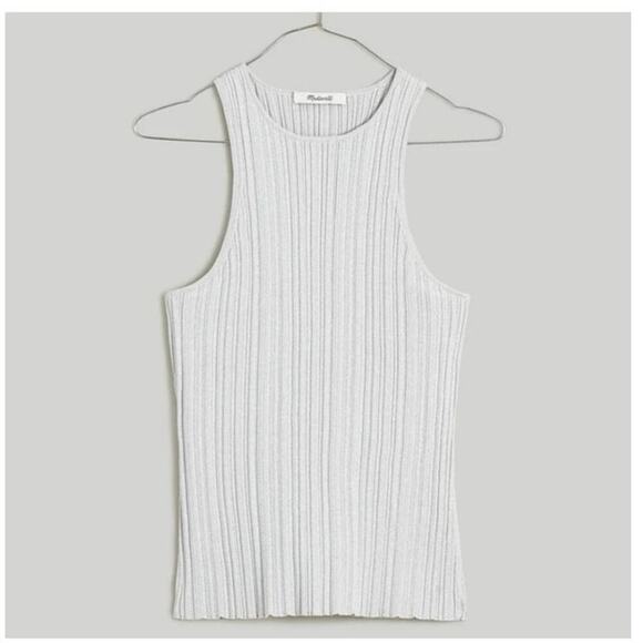 NWT Madewell Phoebe Snowy Cutaway Ribbed Tank Size L - Picture 6 of 12